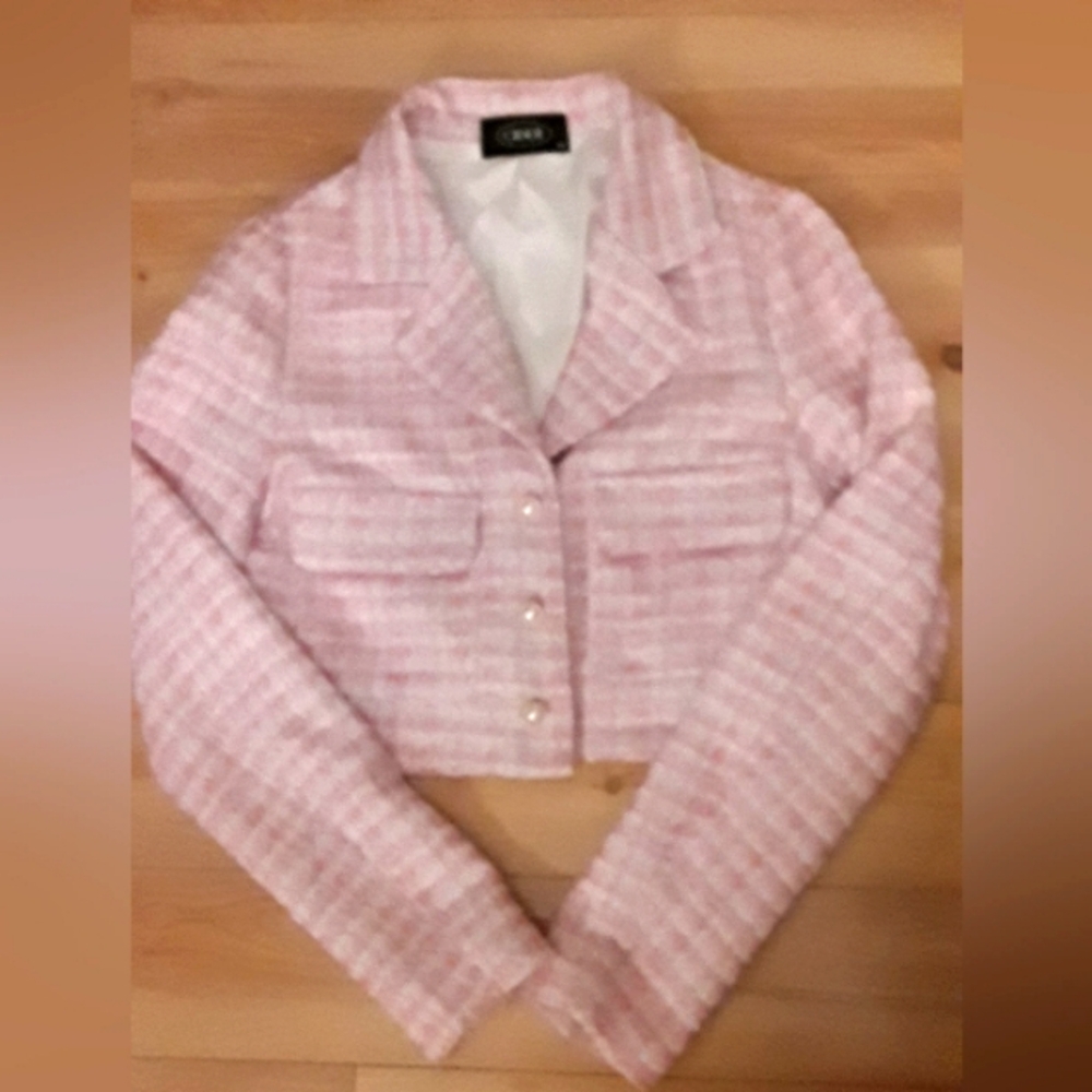 PRETTY PINK TWEED CROPPED JACKET